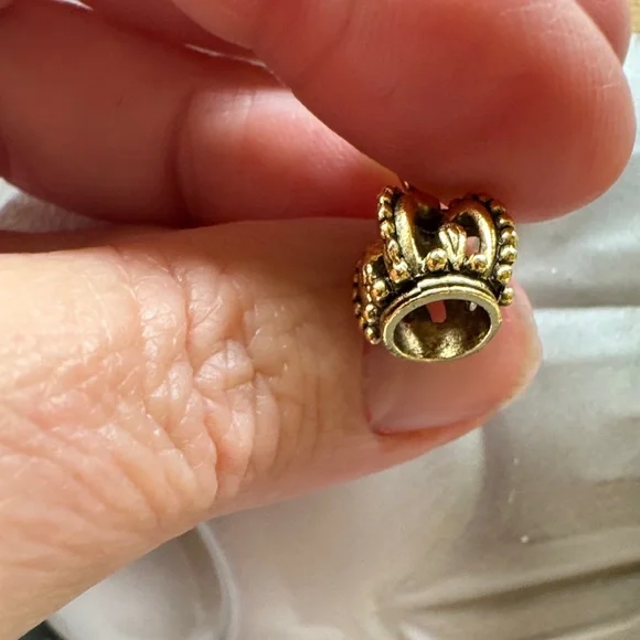 Mardi Gras colored beads & Gold Crown Drop Earrings handcrafted 2/$22 - Picture 3 of 6